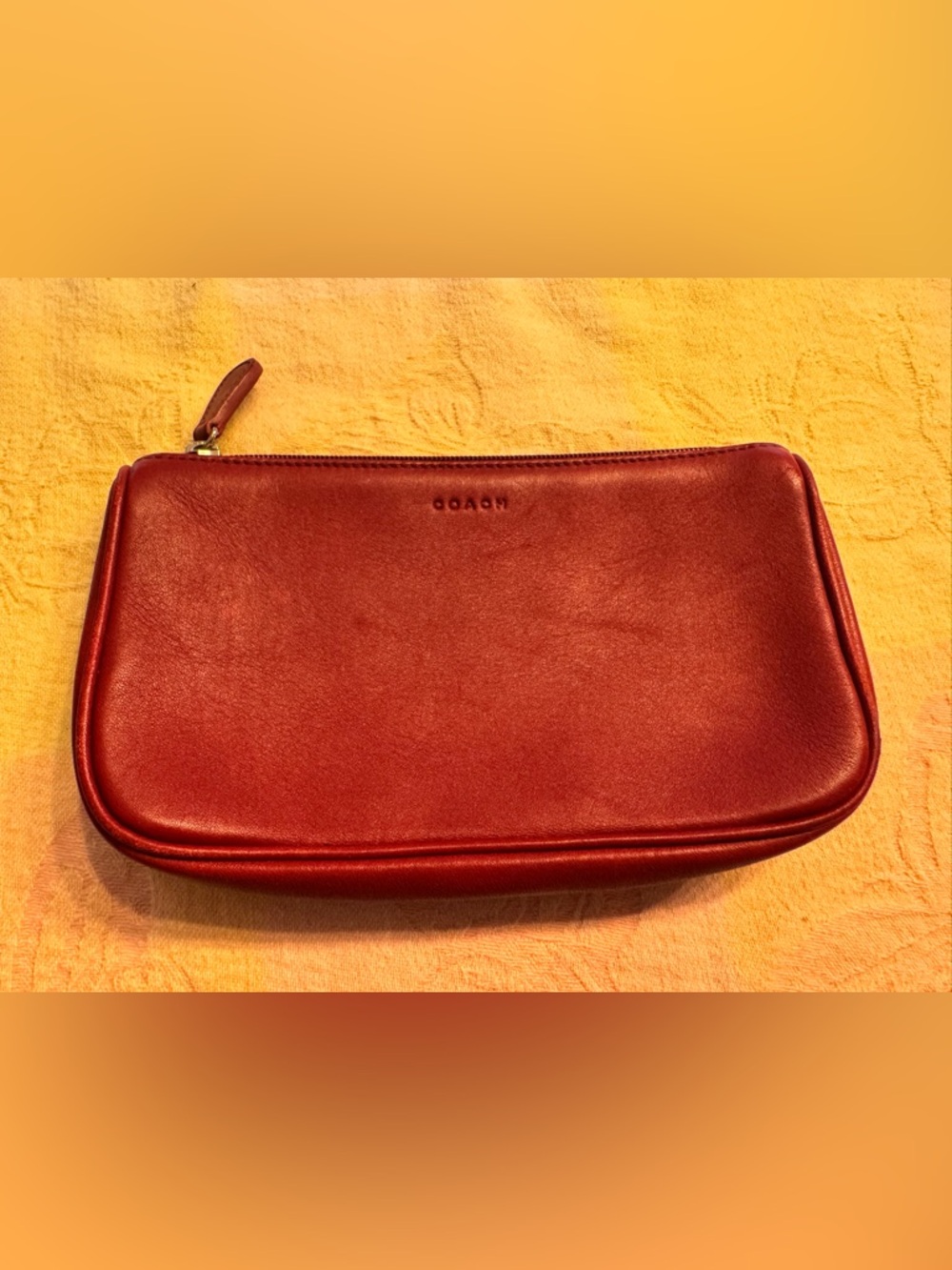 Vintage Coach Red Leather Wristlet Clutch